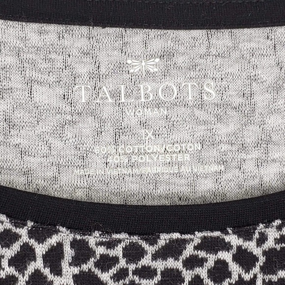 Talbots Women's Plus X XL Black Gray Geometric 3/4 Sleeve Pullover Tunic - Picture 5 of 6